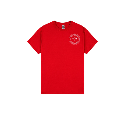 Red front flat lay