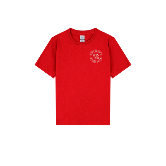 Red front flat lay