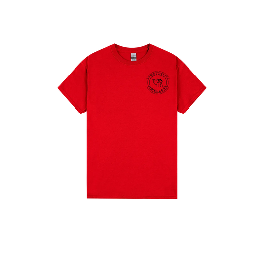 Red front flat lay
